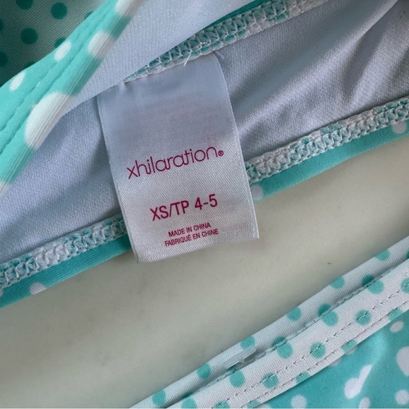 NWT Girl’s Xhilaration Blue & White Polka Dot 2-apiece Swimsuit - Picture 2 of 4
